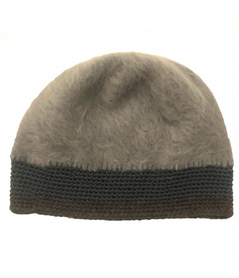cappello EXQUISITE J in mohair di lana grigio con bordo crochet