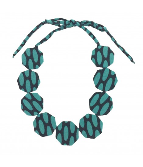 collana girocollo Flow-ers in seta con fantasia turchese+ nero