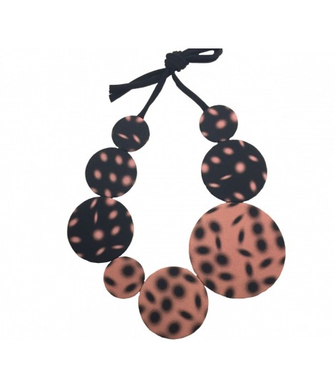 Collana girocollo FLOW-ERS con pastiglie nero+ rosa