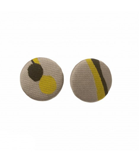 orecchini FLOW-ERS in broccato fantasia floreale grigio chiaro, giallo e nero