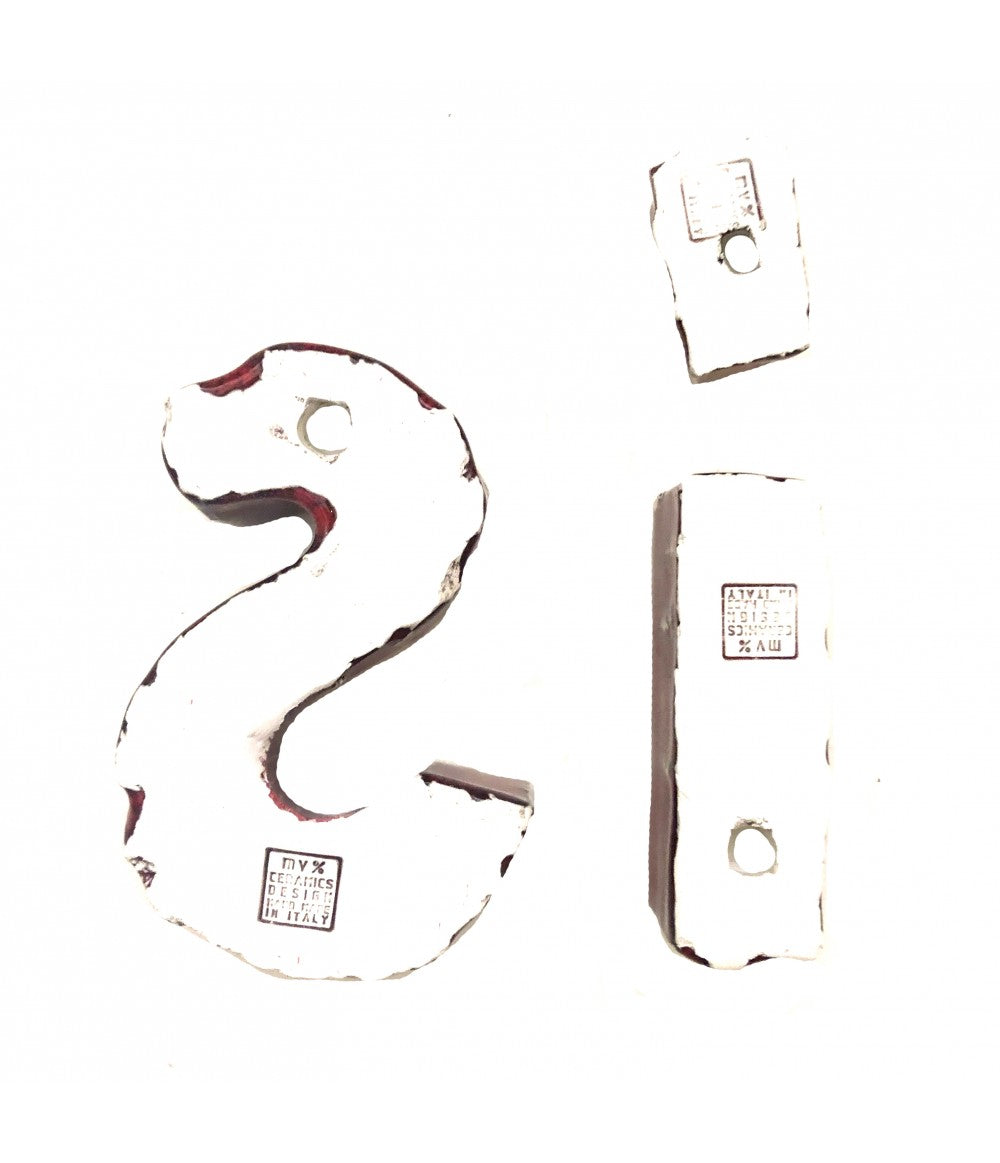 scritta MV%CERAMICS DESIGN in ceramica "SI'"colore rosso